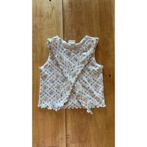 Sostanza Vintage 90s Girls Floral Ruffle Tank Top Size L 10/12 Made in‎ USA